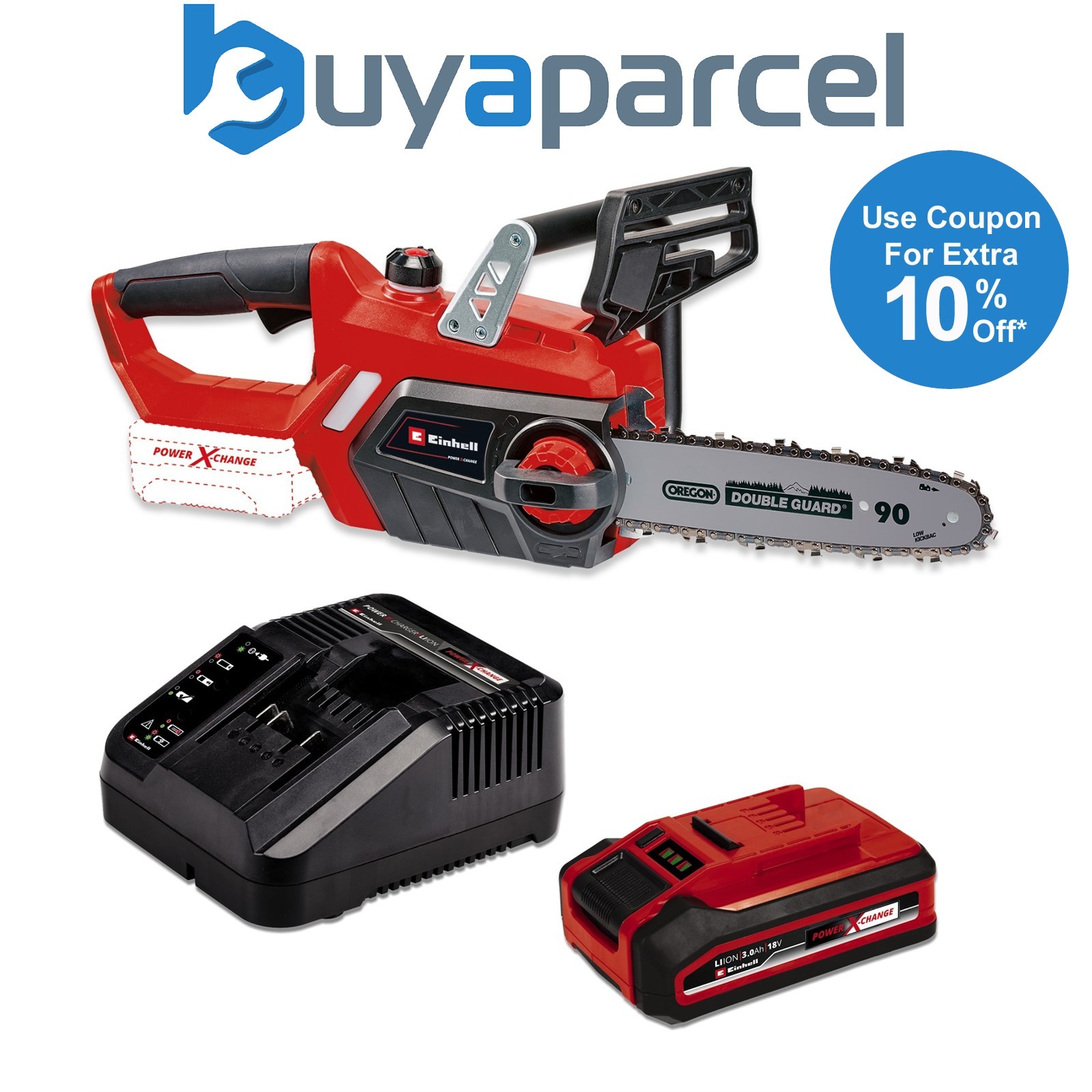 Einhell 18v Cordless Chainsaw 25cm 10" Bar Power X Change Heavy Duty 1 x 3ah