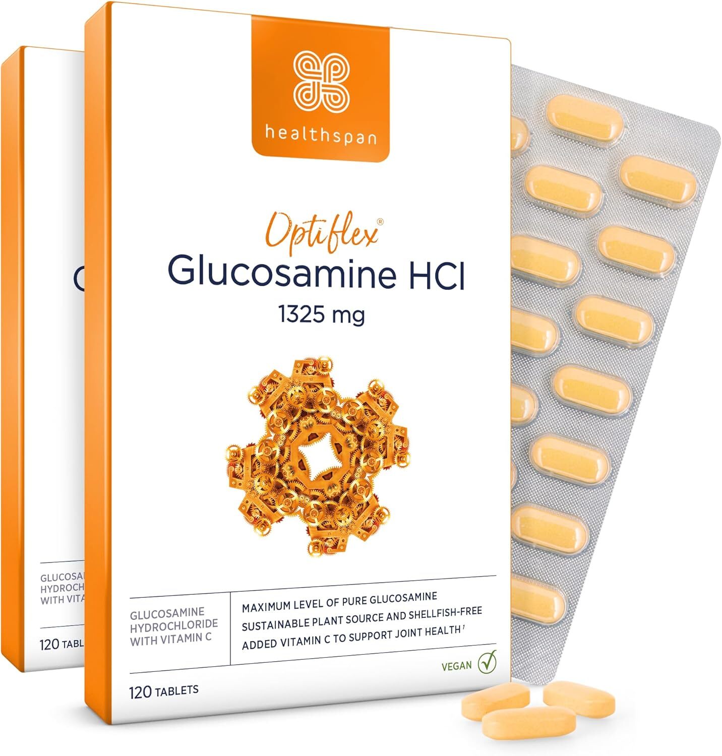 Healthspan Optiflex Glucosamine HCI 1,325mg with Vitamin C | Shellfish Free Veg