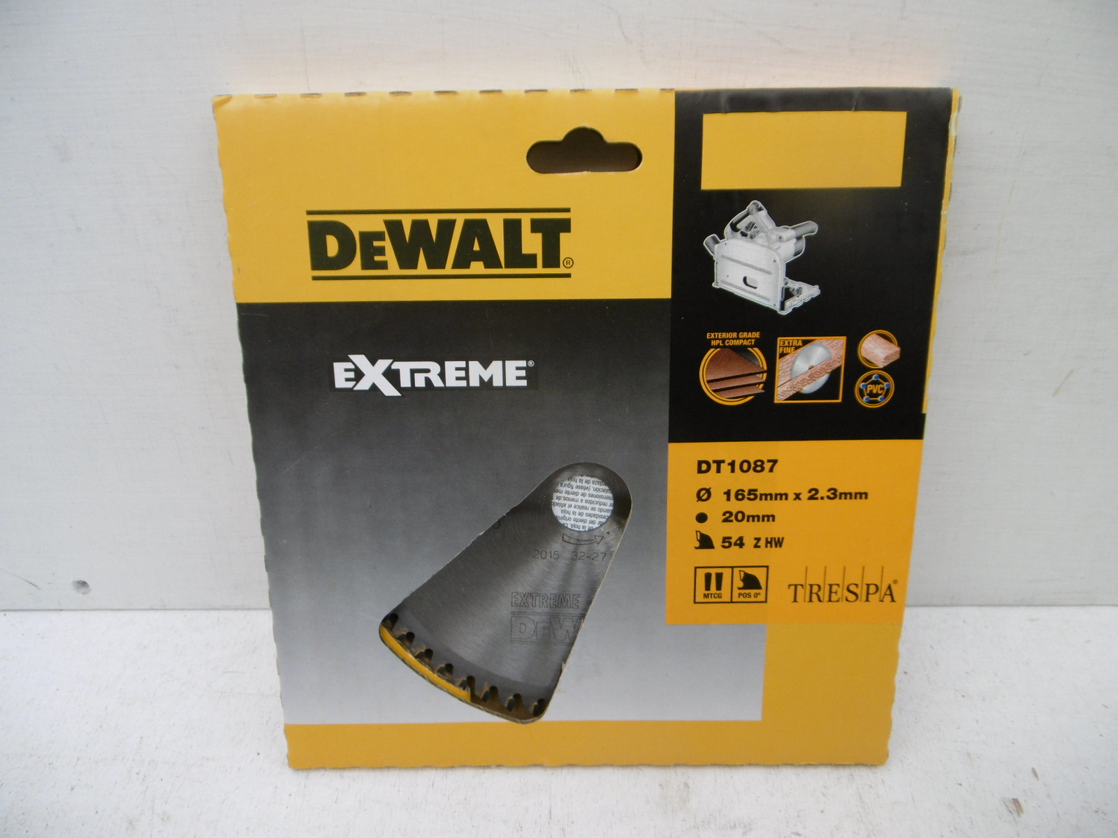 DEWALT DT1087 54T 165MM TCT DWS520 PLUNGE SAW BLADE FOR CORIAN & TRESPA