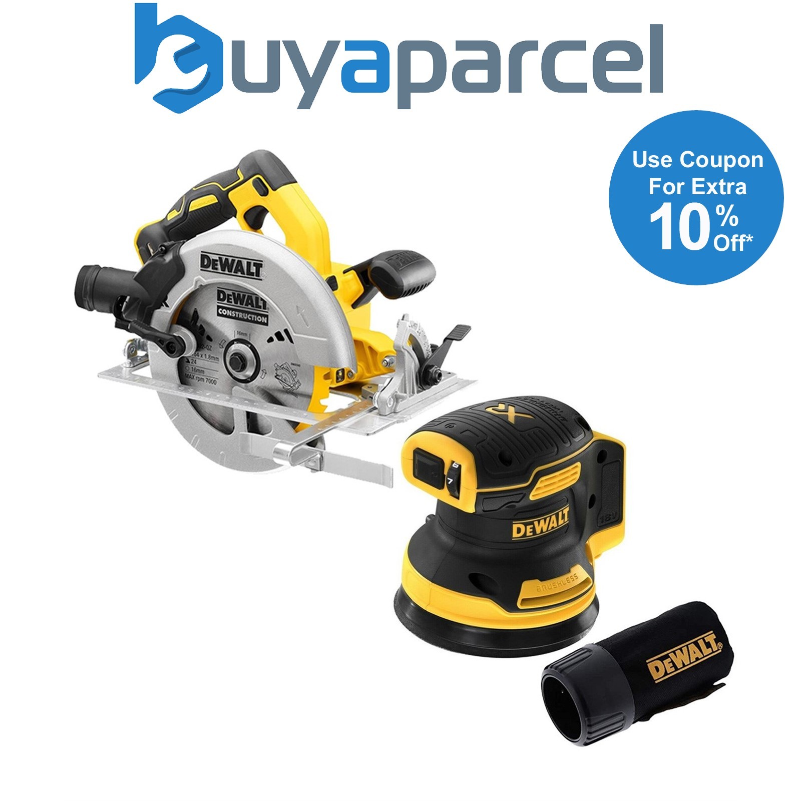 DeWalt DCS570N 18v Brushless XR 184mm Circular Saw & DCW210N Orbital Sander