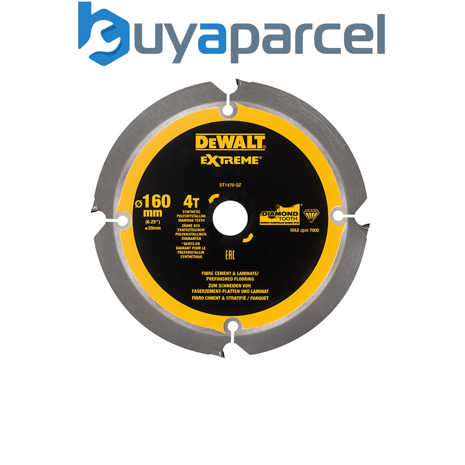 DEWALT DT1470-QZ Extreme PCD Fibre Cement Saw Blade 160 x 20mm x 4T DEWDT1470QZ