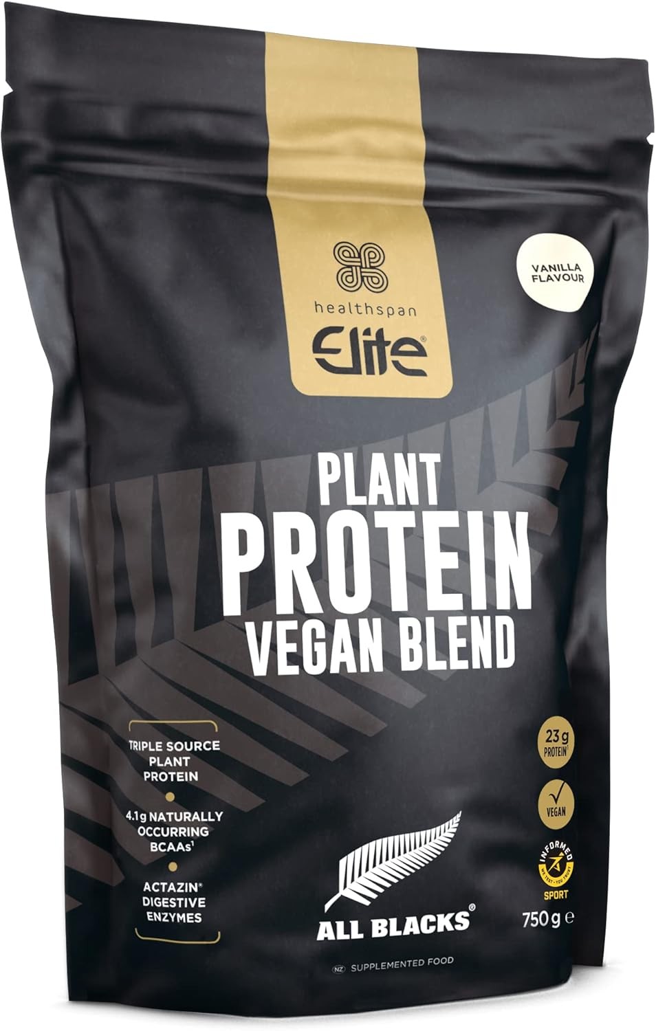 Healthspan Elite All Blacks Plant Protein Vegan Blend (750g) | 23g Protein Per