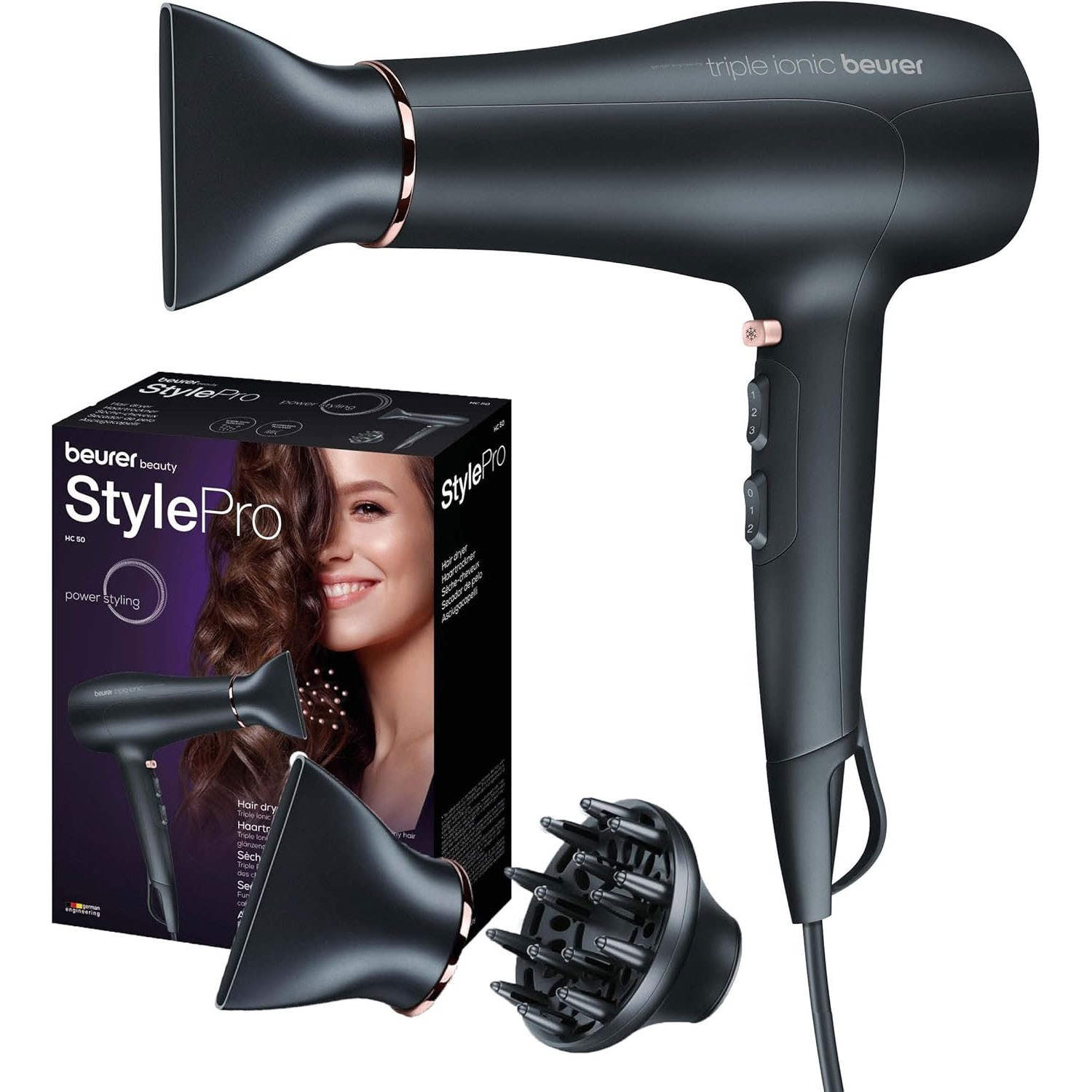 Beurer Style Pro Triple Ionic Hair Dryer 2200W - Black - 2200W - HC50