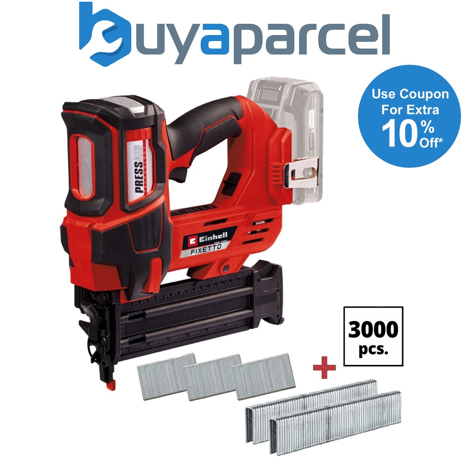 Einhell Power X-Change 18v Cordless Nailer FIXETTO Brad Nail Gun + 3500 Staples
