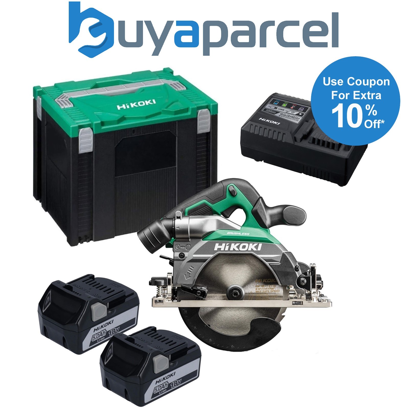 HiKOKI C1806DB Brushless 165mm Circular Saw 18V Cordless Saw X2 5AH Battery Case