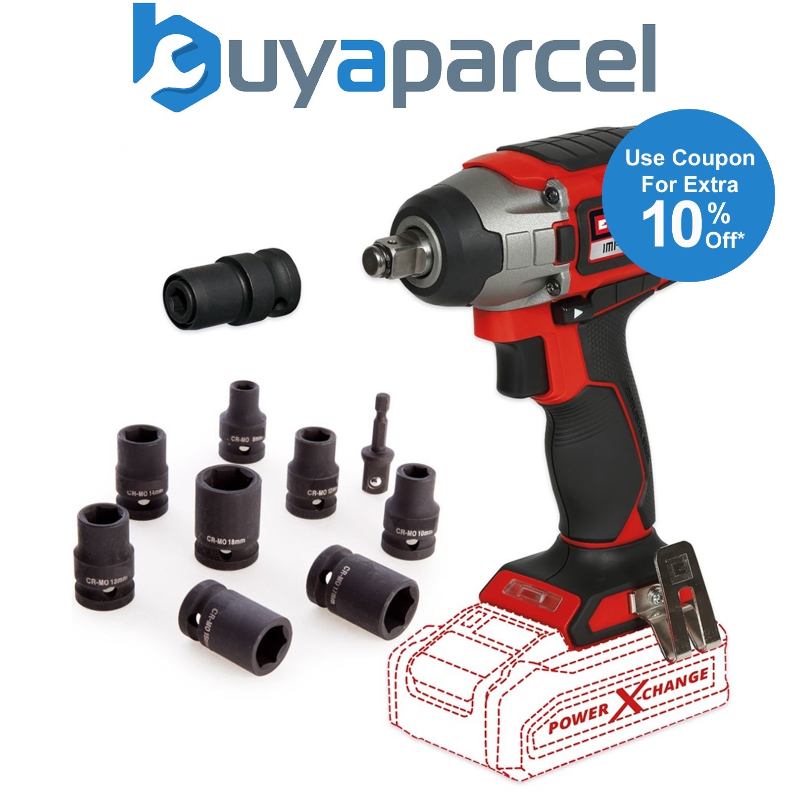 Einhell 18/230 IMPAXXO 18v PXC Brushless 1/2" Impact Wrench + 9pc Socket Set