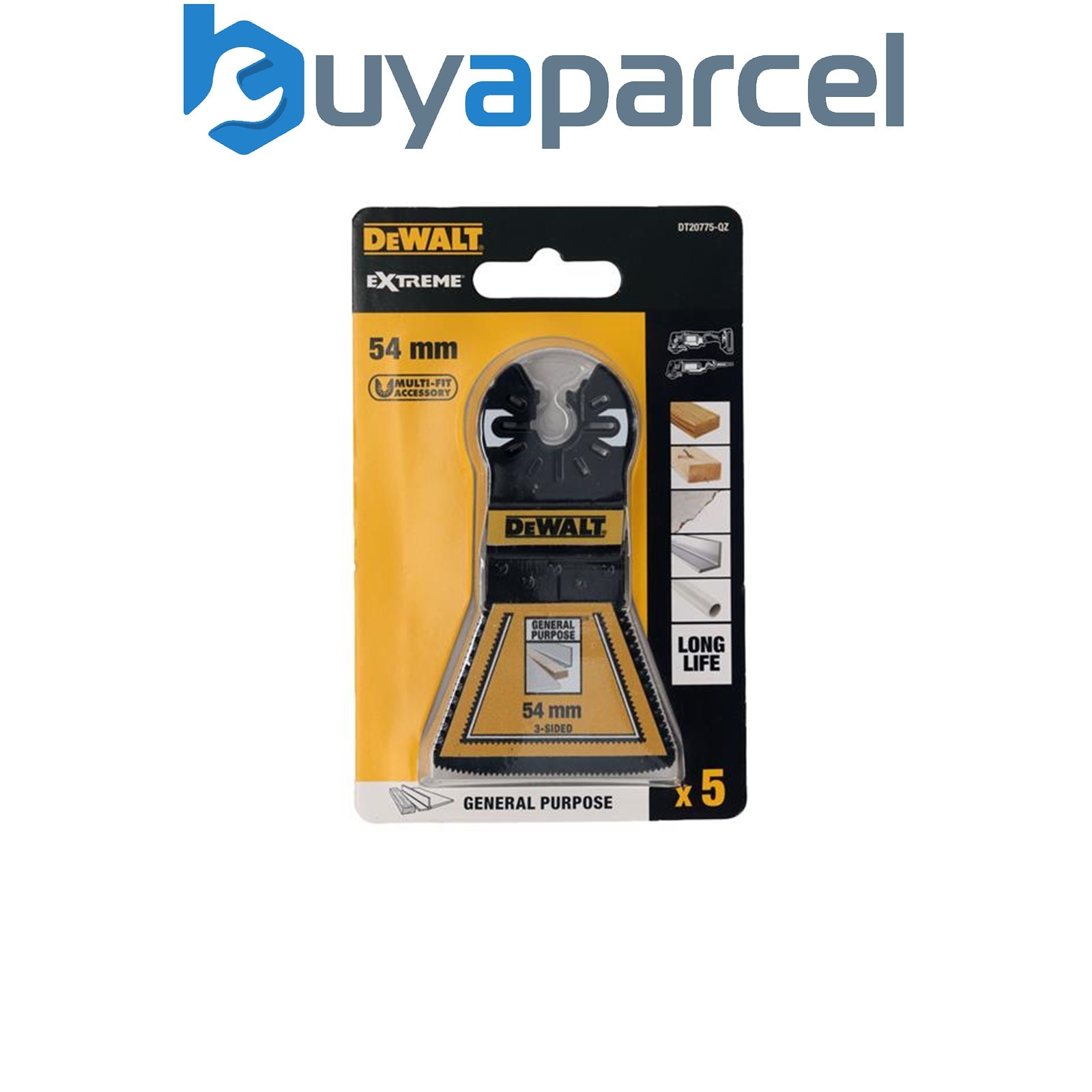 Dewalt DT20775-QZ Bi-metal 3-Sided Cutting Multitool Blade 54mm (5 Pack)