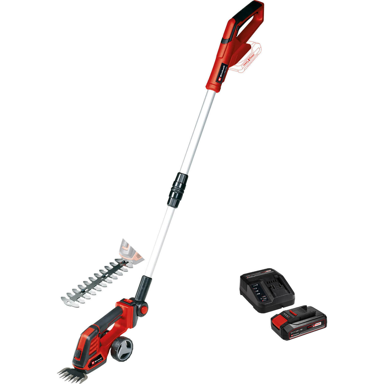 Einhell GE-CG 18/100 Li T 18v Cordless Grass Shears and Handle 1 x 2.5ah Li-ion