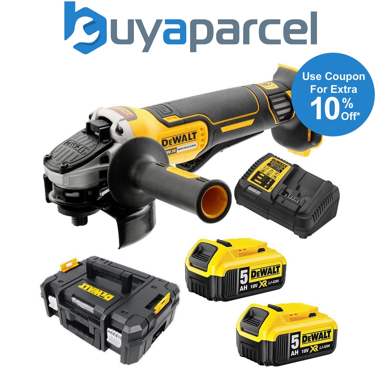 Dewalt DCG406P2 18v XR Brushless Cordless 125mm Angle Grinder Paddle Switch 5ah.