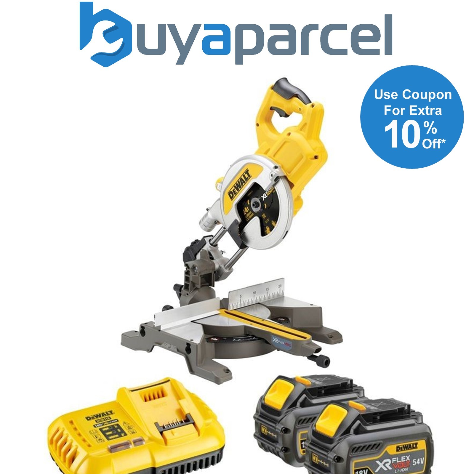 Dewalt DCS777T2 XR 54v Flexvolt Cordless 216mm Mitre Saw 2 x 6.0ah Batteries