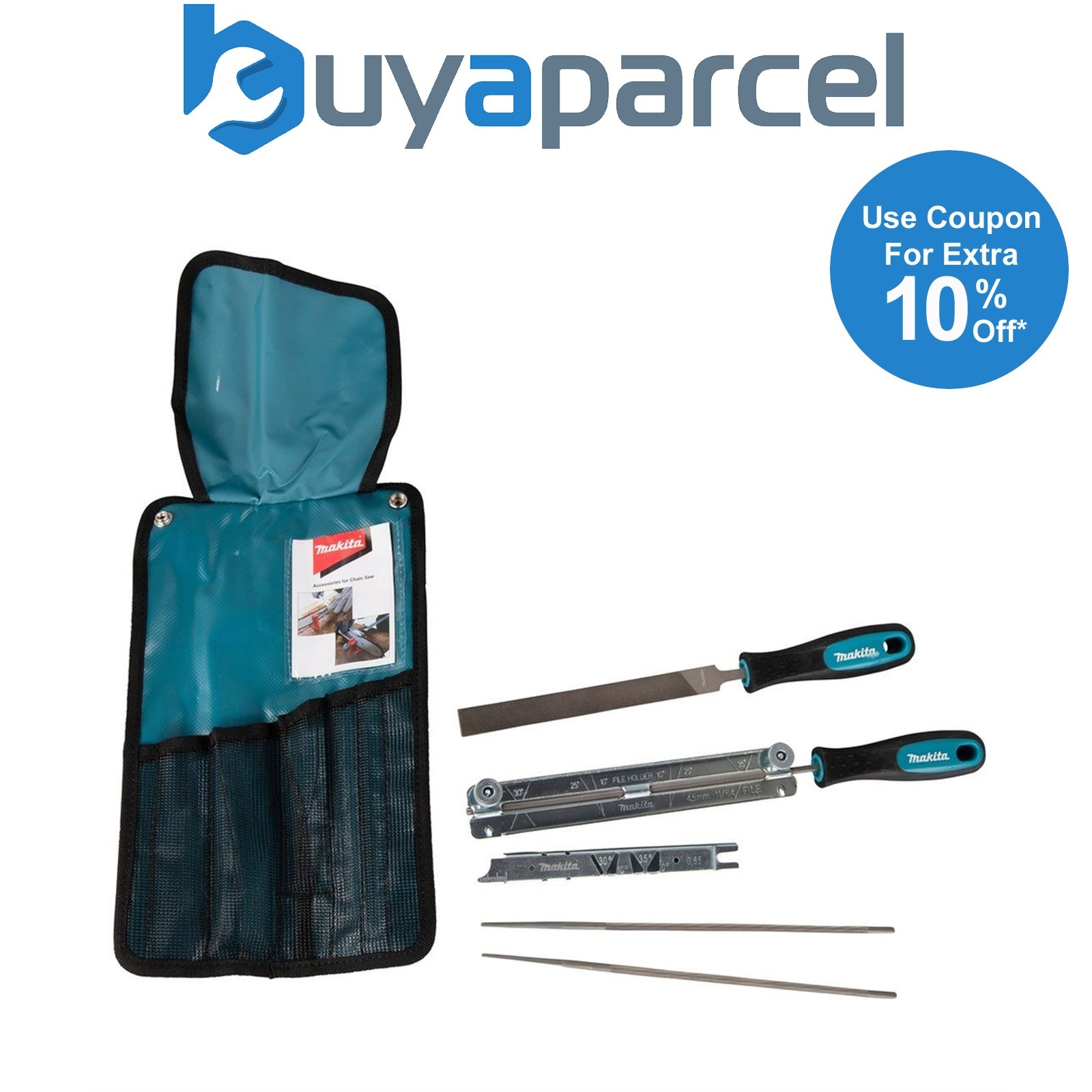 Makita D-72160 4.5mm Chainsaw Chain Sharpening Set Roll Up Pouch