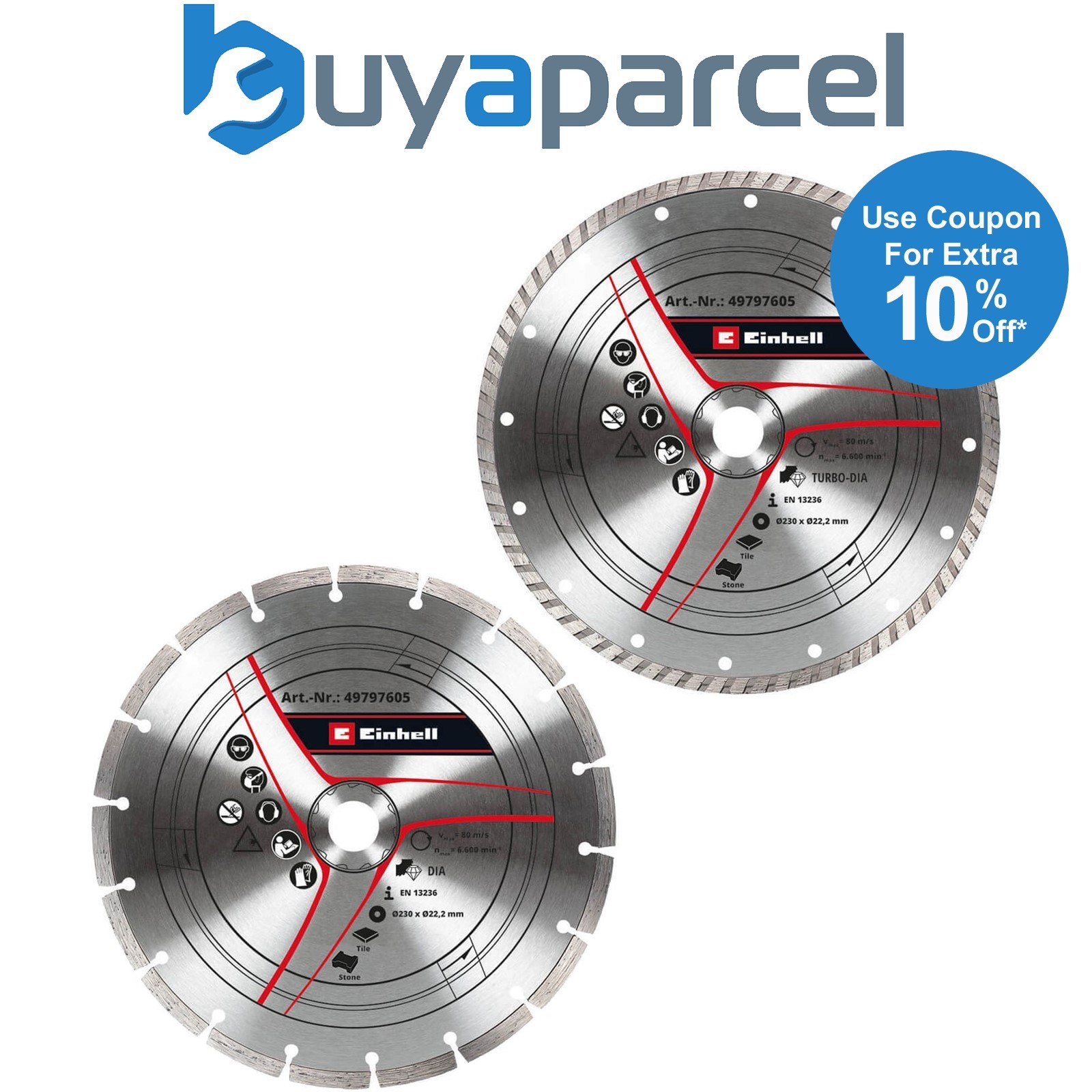 Einhell KWB 49797605 2 Piece Diamond Cutting Disc Set 230 mm Angle Grinder