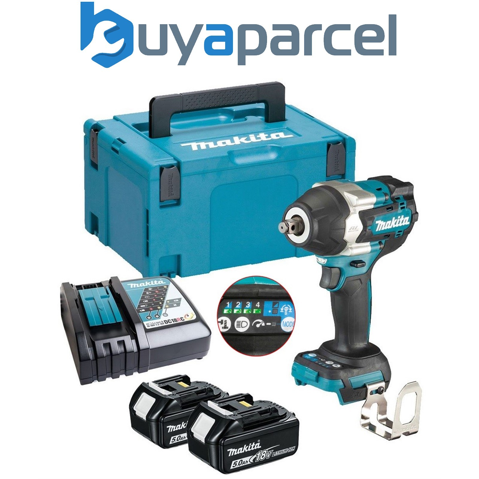 Makita DTW700RTJ 18v LXT Brushless Impact Wrench 1/2" Drive 4 Stage 2x5ah