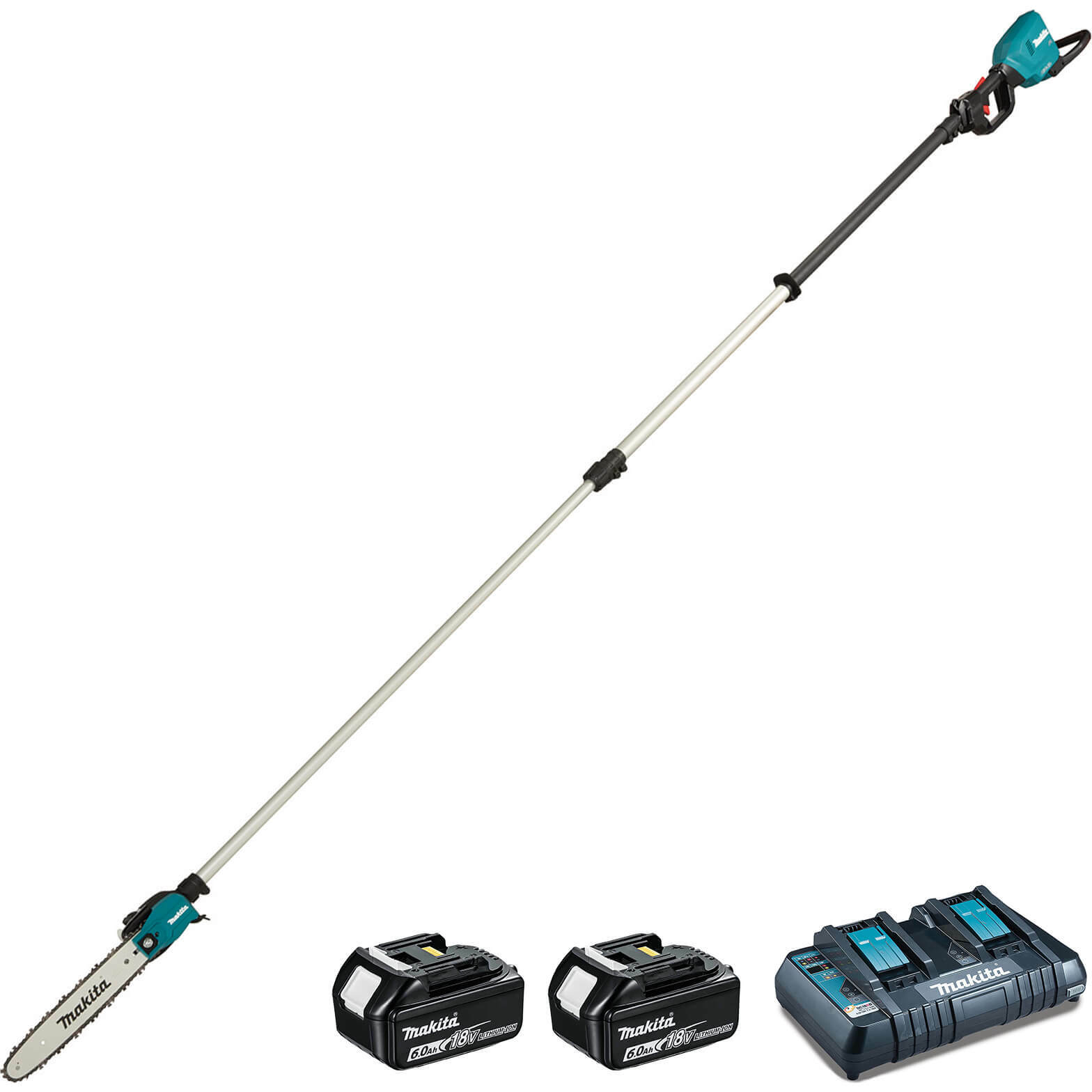 Makita DUA301 Twin 18v LXT Cordless Brushless Telescopic Pole Saw 2 x 6ah Li-ion