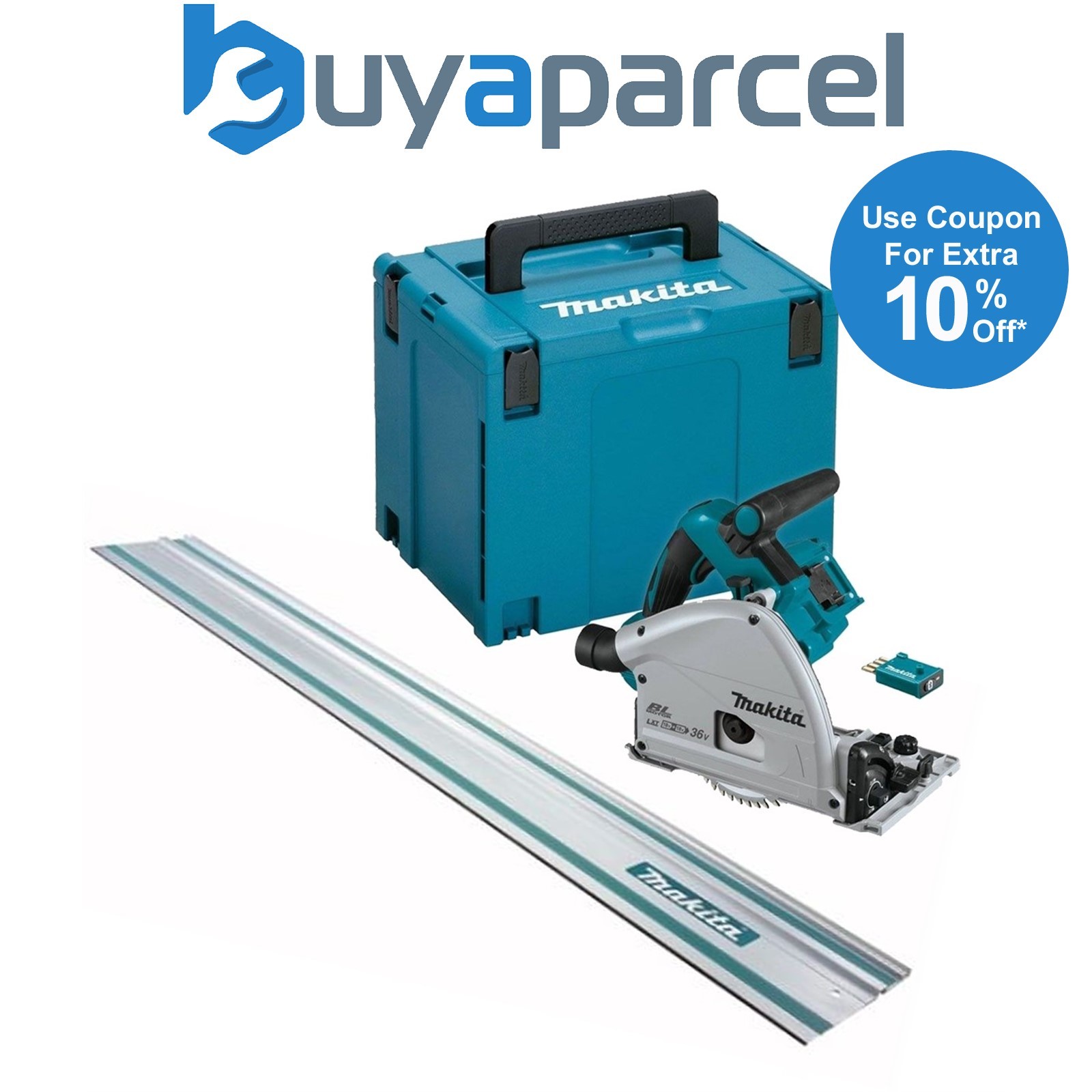 Makita DSP601ZJU 36v Twin 18v Brushless Plunge Saw AWS Wireless 1x 1m Guide Rail