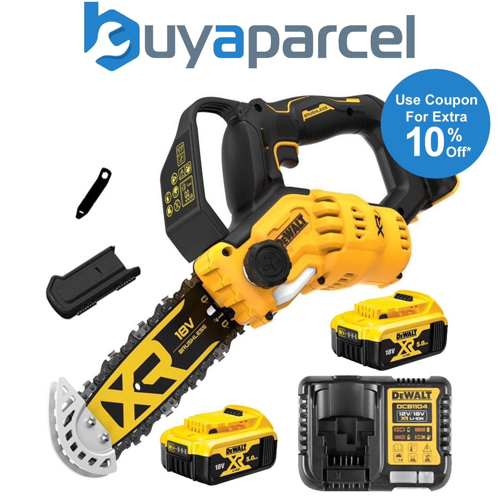 Dewalt DCMPS520P2 18v 20cm Cordless Brushless Pruning Saw 1 Handed Chainsaw