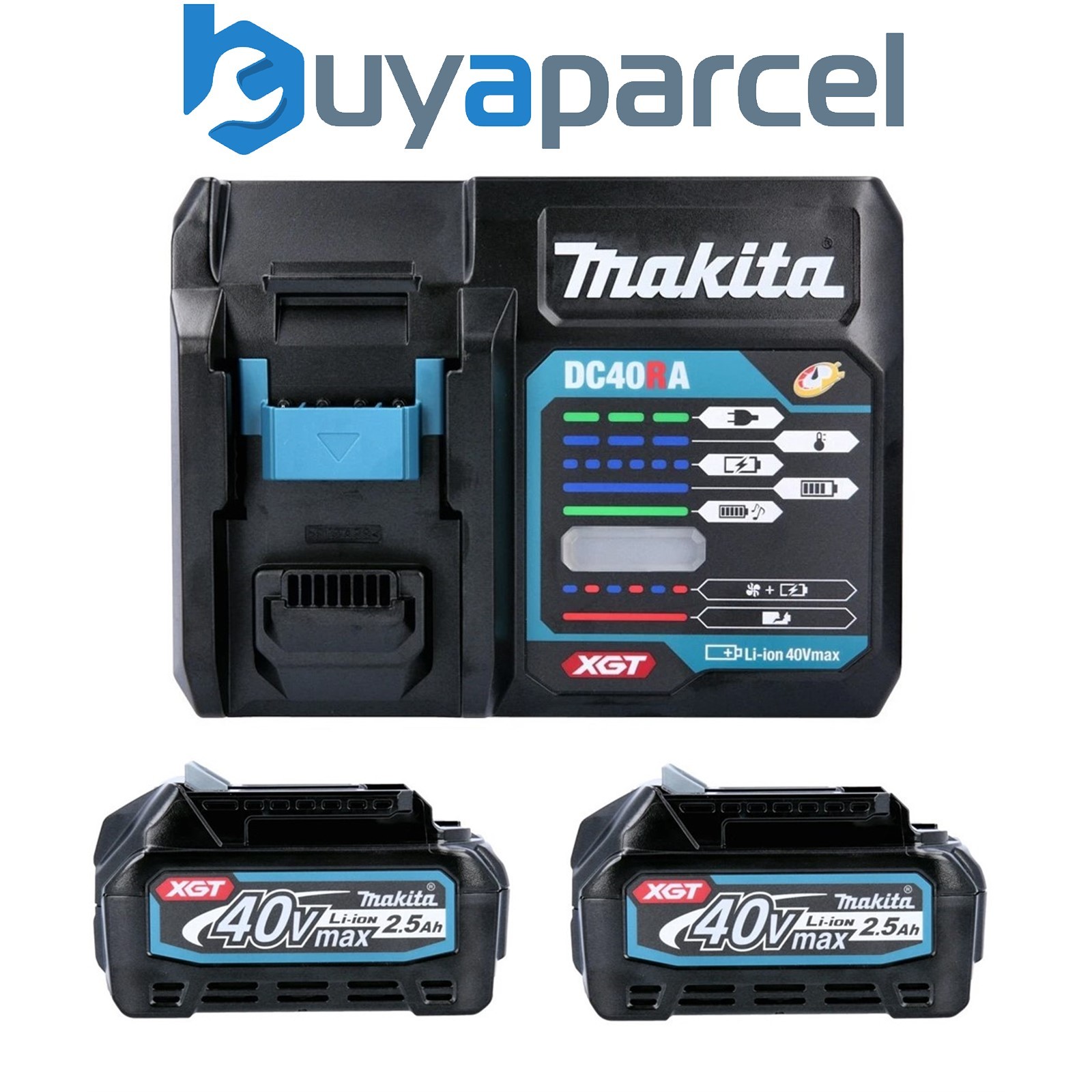 Makita BL4025 X 2 40V Max 2.5Ah Li-ion XGT Battery + DC40RA Fast Charger