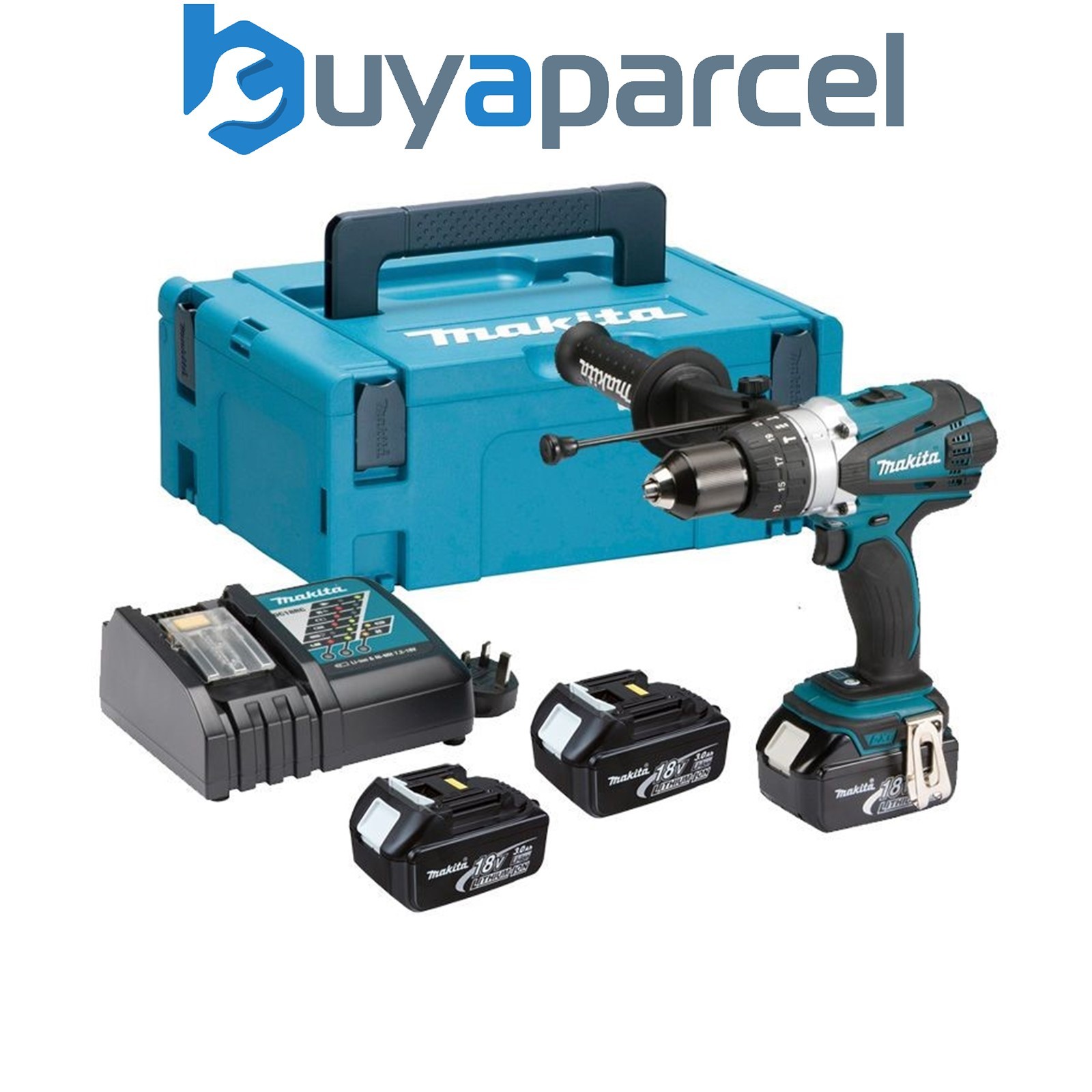 Makita DHP458RF3J LXT 18v Combi Hammer Drill 3 Batts + Makpac DHP458
