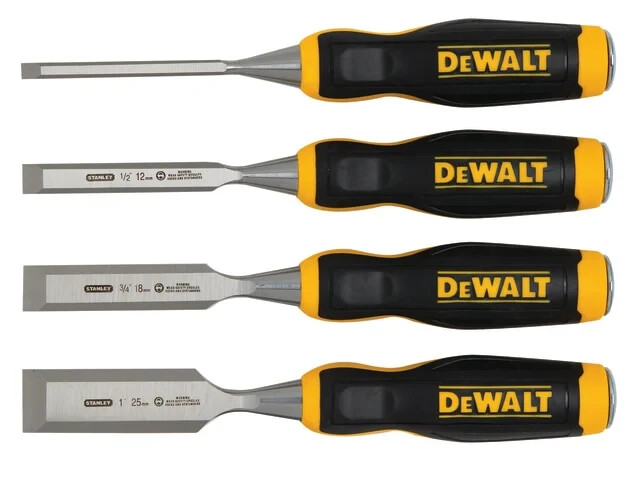 DeWALT Hand Tools 4 Piece Wood Chisel Set 6, 13, 19, 25mm Strike Cap, DHT016063