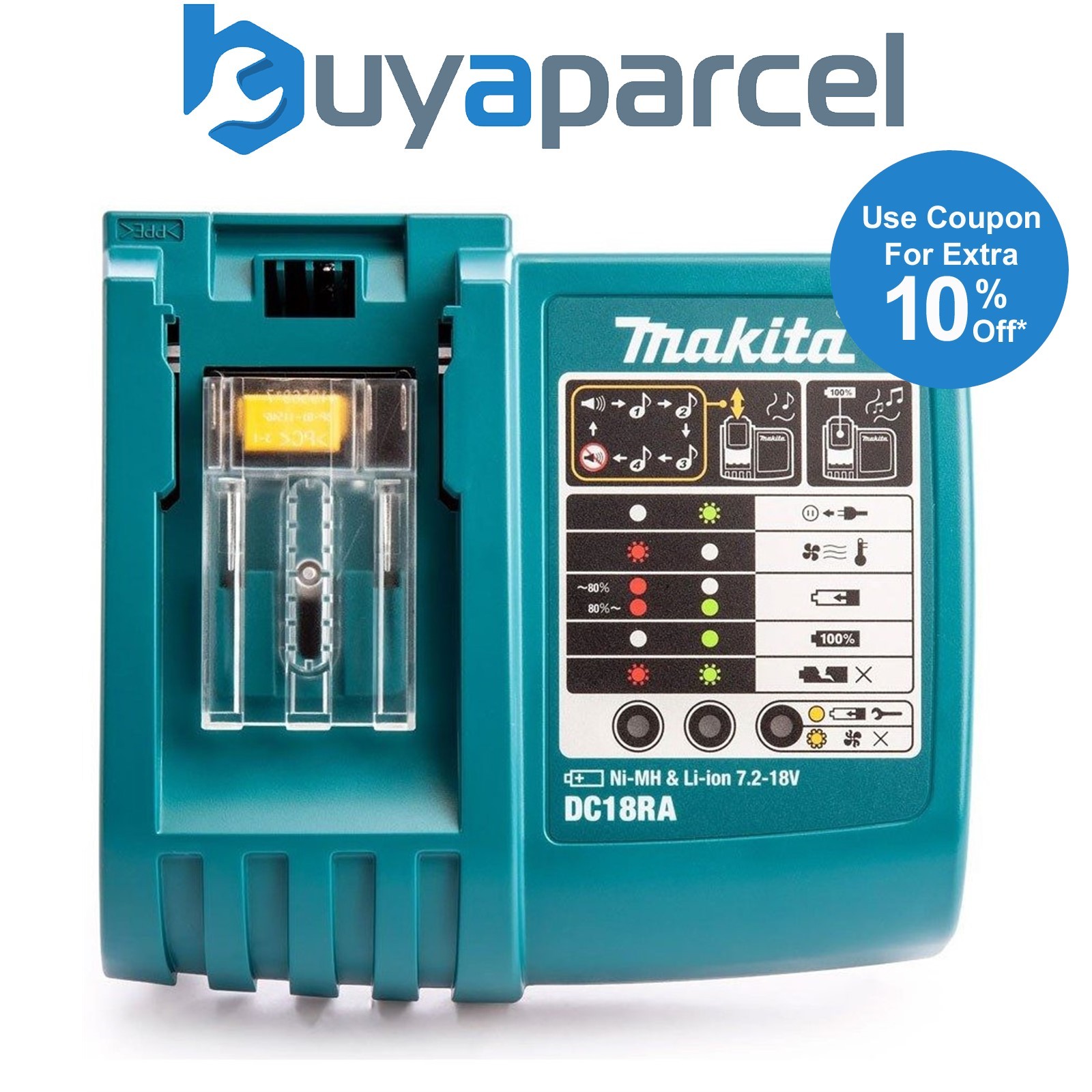Makita DC18RA 18v 22min Intelligent FAST Lithium Battery Charger Blue DC18RC