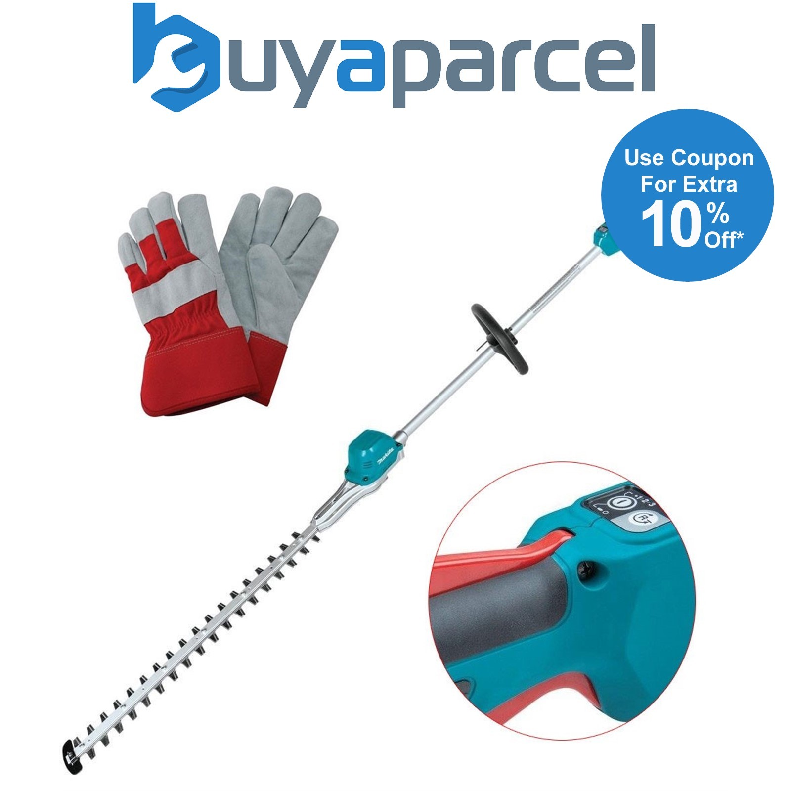 Makita DUN600LZ LXT 18v Brushless Pole Hedge Cutter Trimmer Long Reach + Gloves