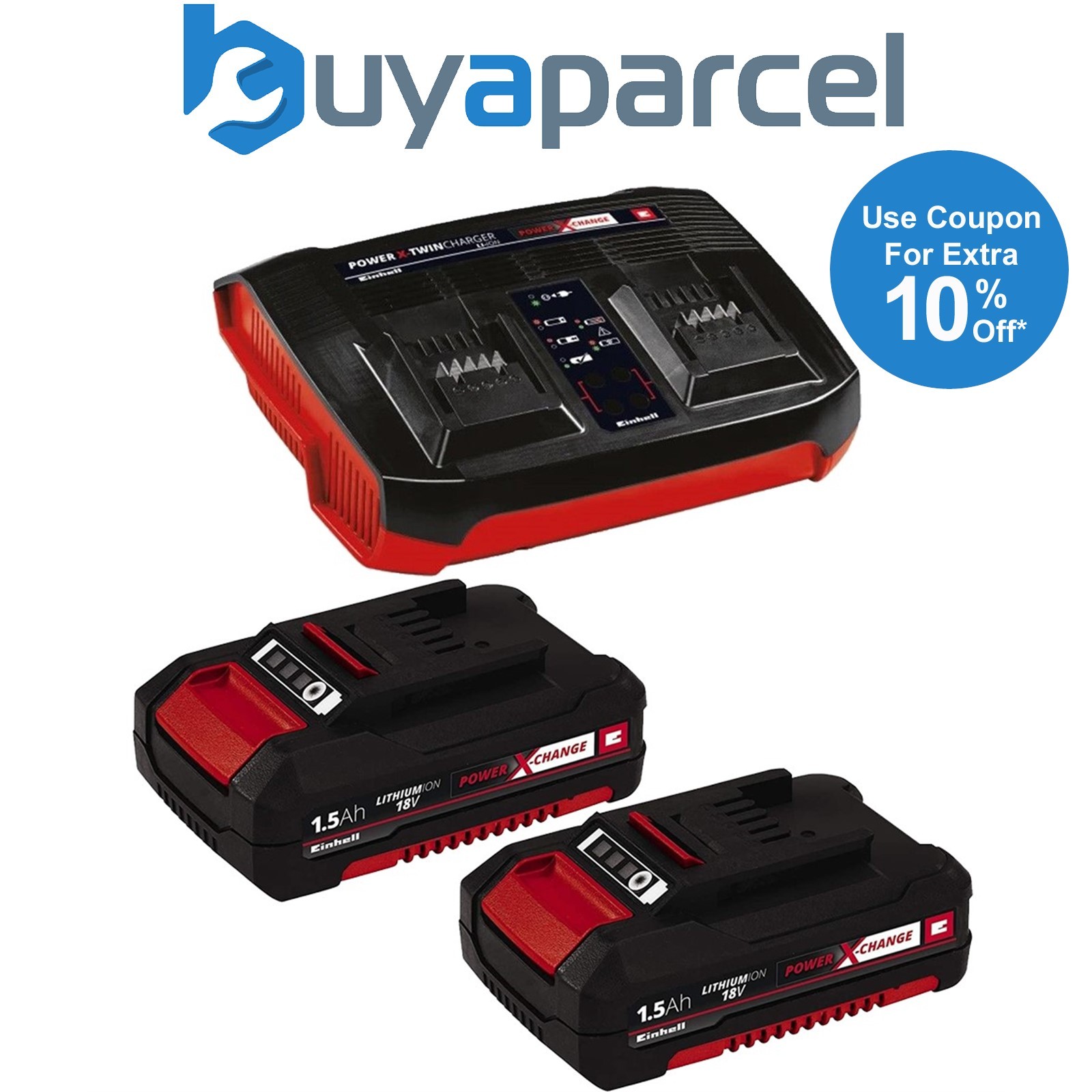 Einhell 18v Power X-Change Starter Kit 2x 1.5Ah Battery + Dual Port Twin Charger