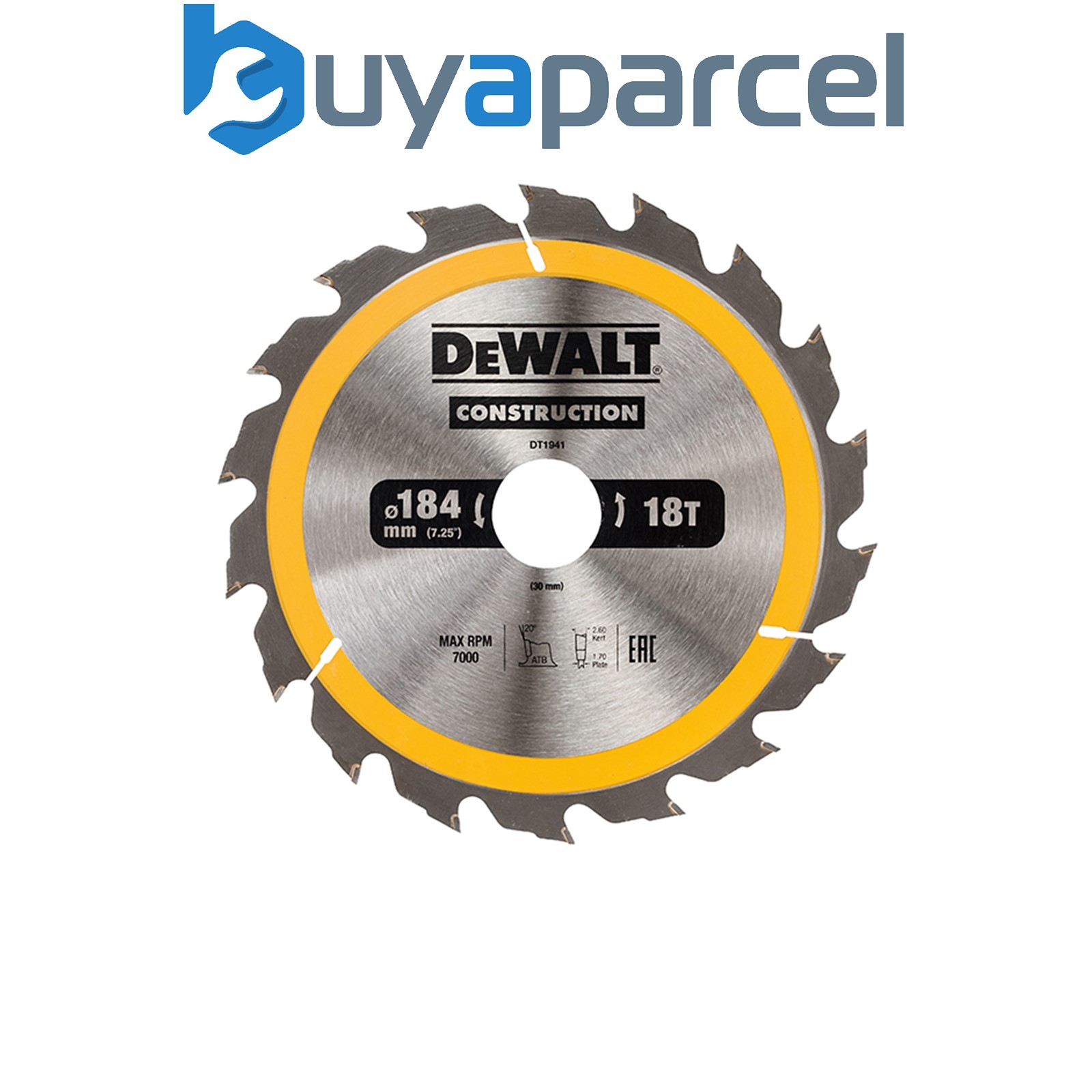 Dewalt DT1941-QZ Portable Construction Circular Saw Blade 184 x 30mm x 18T