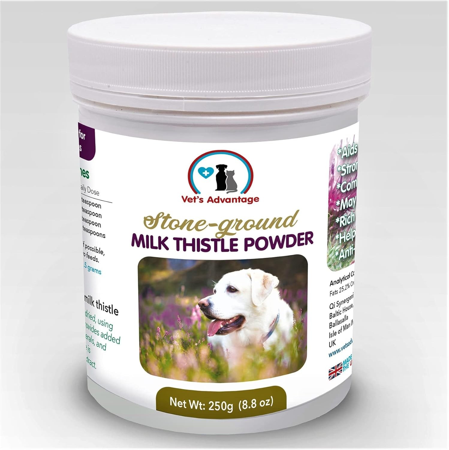 Vet's Advantage 100% Pure Stone-ground Milk Thistle Powder for Dogs - for Optim