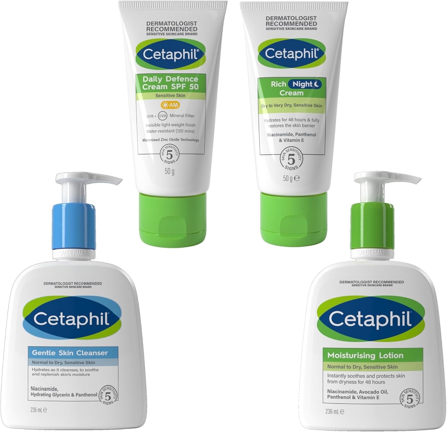 Cetaphil Ultimate Sensitive Skin Face & Body Skincare Set, Gentle Skin Cleanser