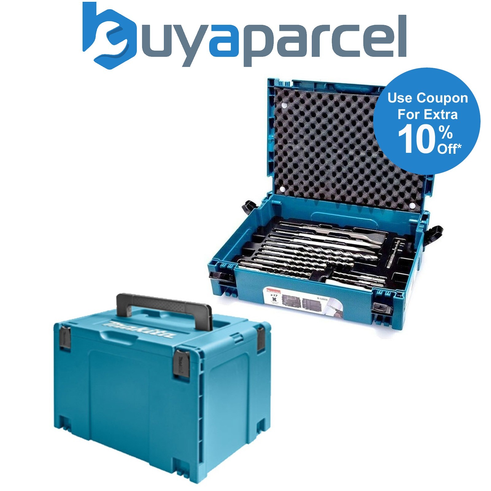 Makita 17 Piece SDS Plus Drill Bit + Bullet Cold Flat Chisel Set + Makpac 4 Case