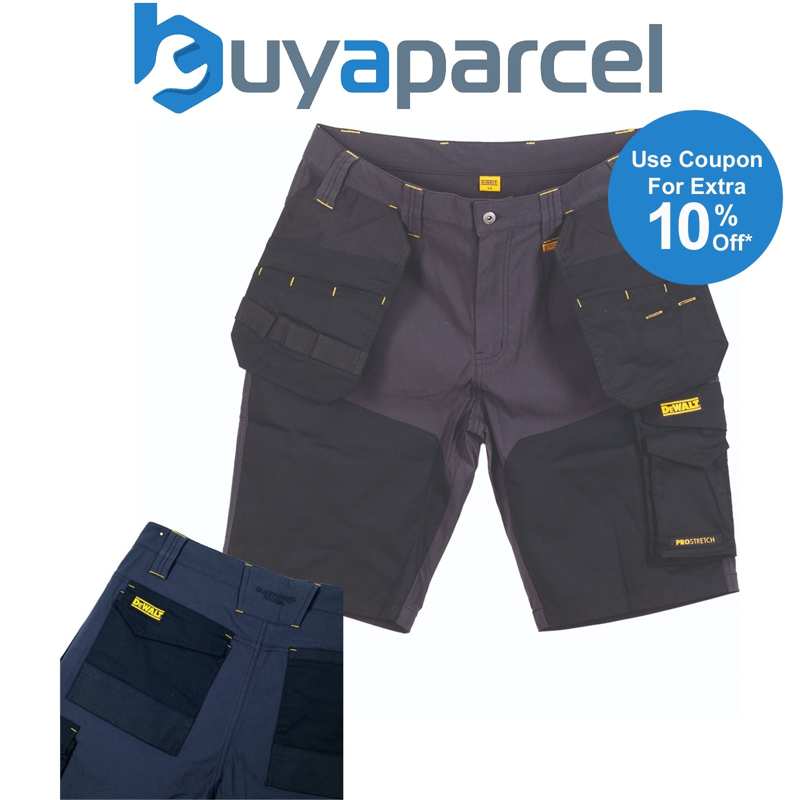 DeWalt Hamden Work Shorts Stretch Comfort Fit Cargo Shorts Holster Pockets W30