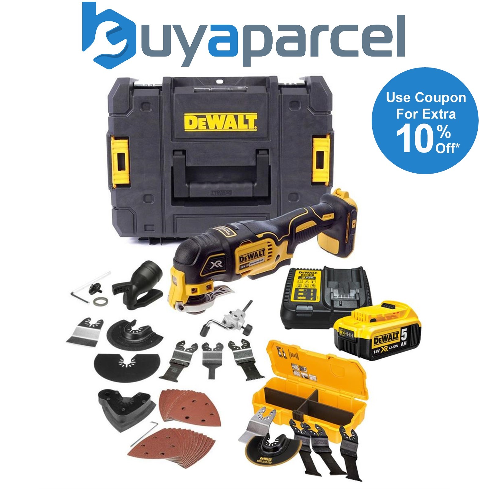 Dewalt DCS355P1 18v XR Brushless Oscillating Multi Tool + 40 Accessory Kit 5.0AH