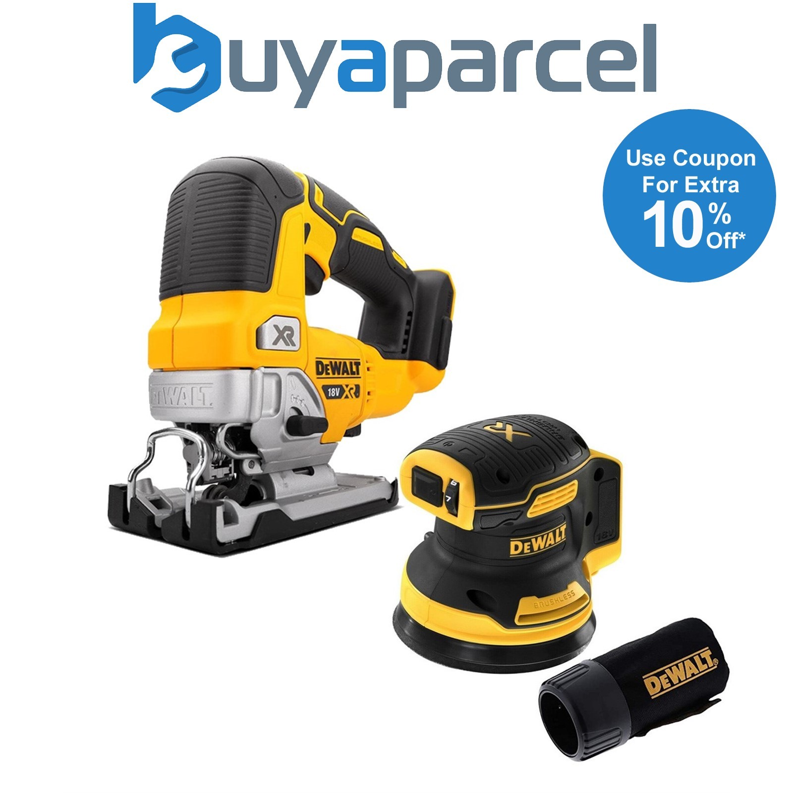 DeWalt DCS334N 18v XR Cordless Brushless Top Jigsaw & DCW210N Orbital Sander