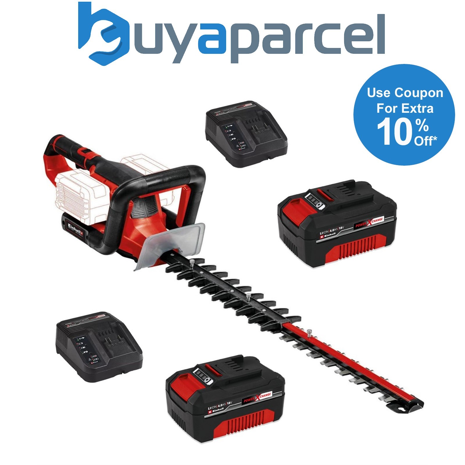 Einhell 3410960 Hedge Trimmer 65cm 36v GE-CH 36/65 PXC Power +X2 4AH Battery Kit