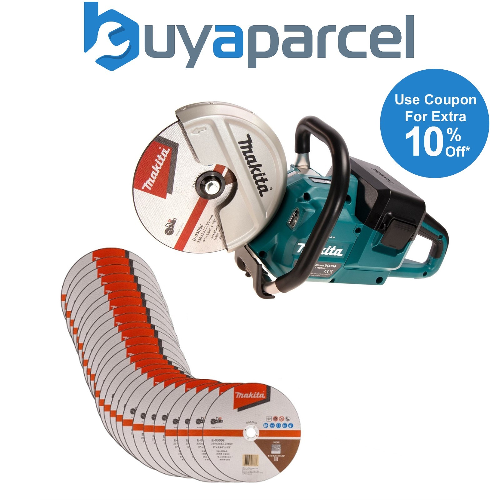 Makita DCE090ZX1 Twin 18v / 36v 9" Cordless Brushless Disc Cutter Bare + 25 Disc