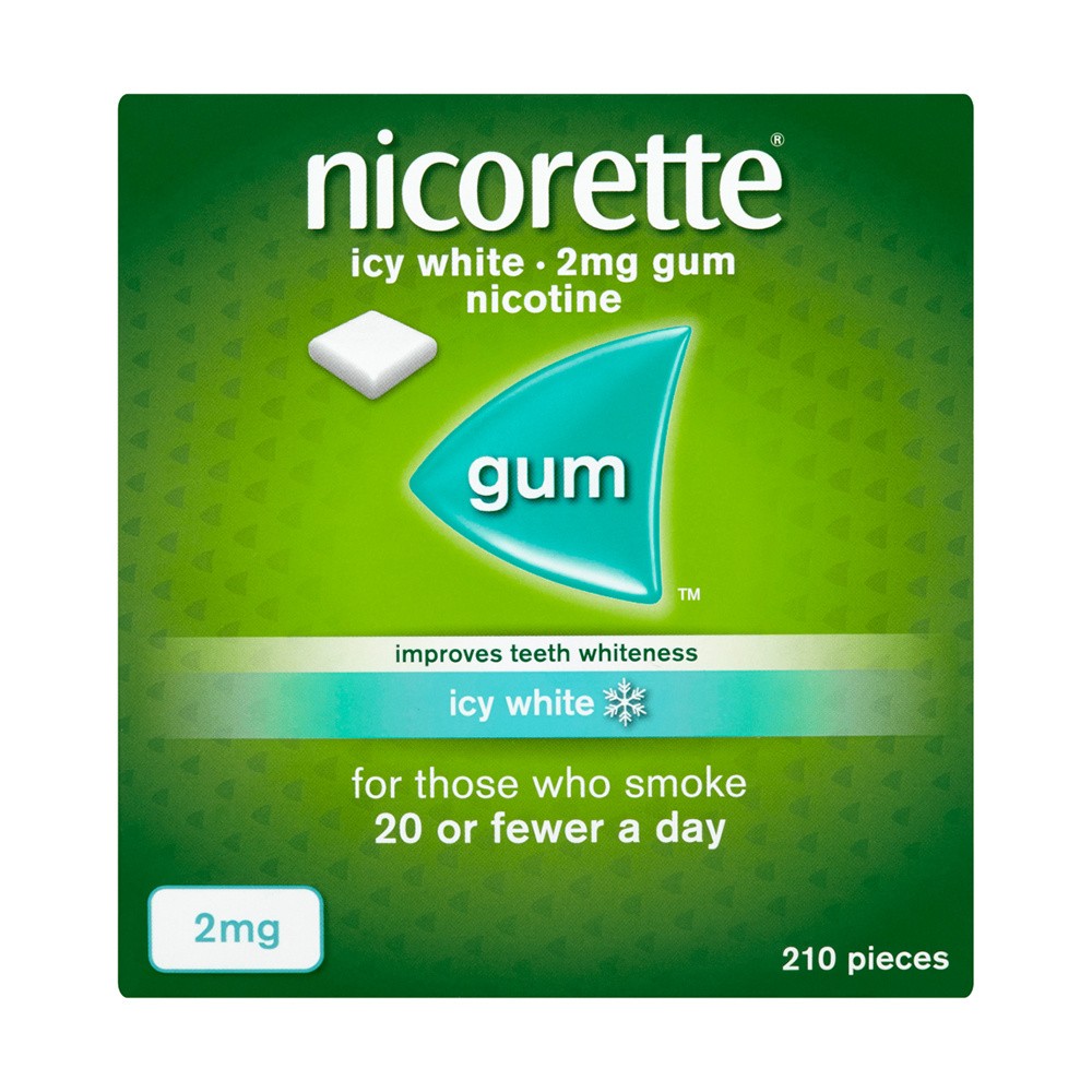 Nicorette 2mg Icy White Gum 210 Pieces Nicotine Replacement for Smoking