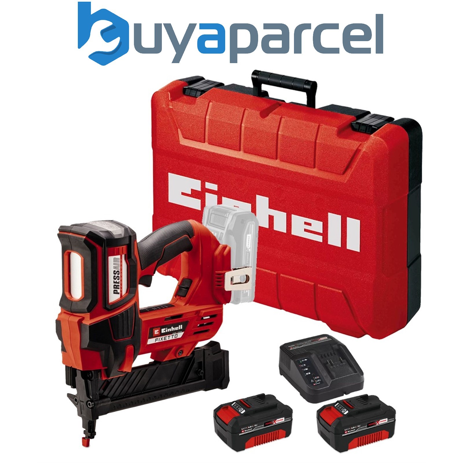 Einhell Power X-Change 18v Cordless Stapler Gun + 2X 4AH Battery Kit + Case