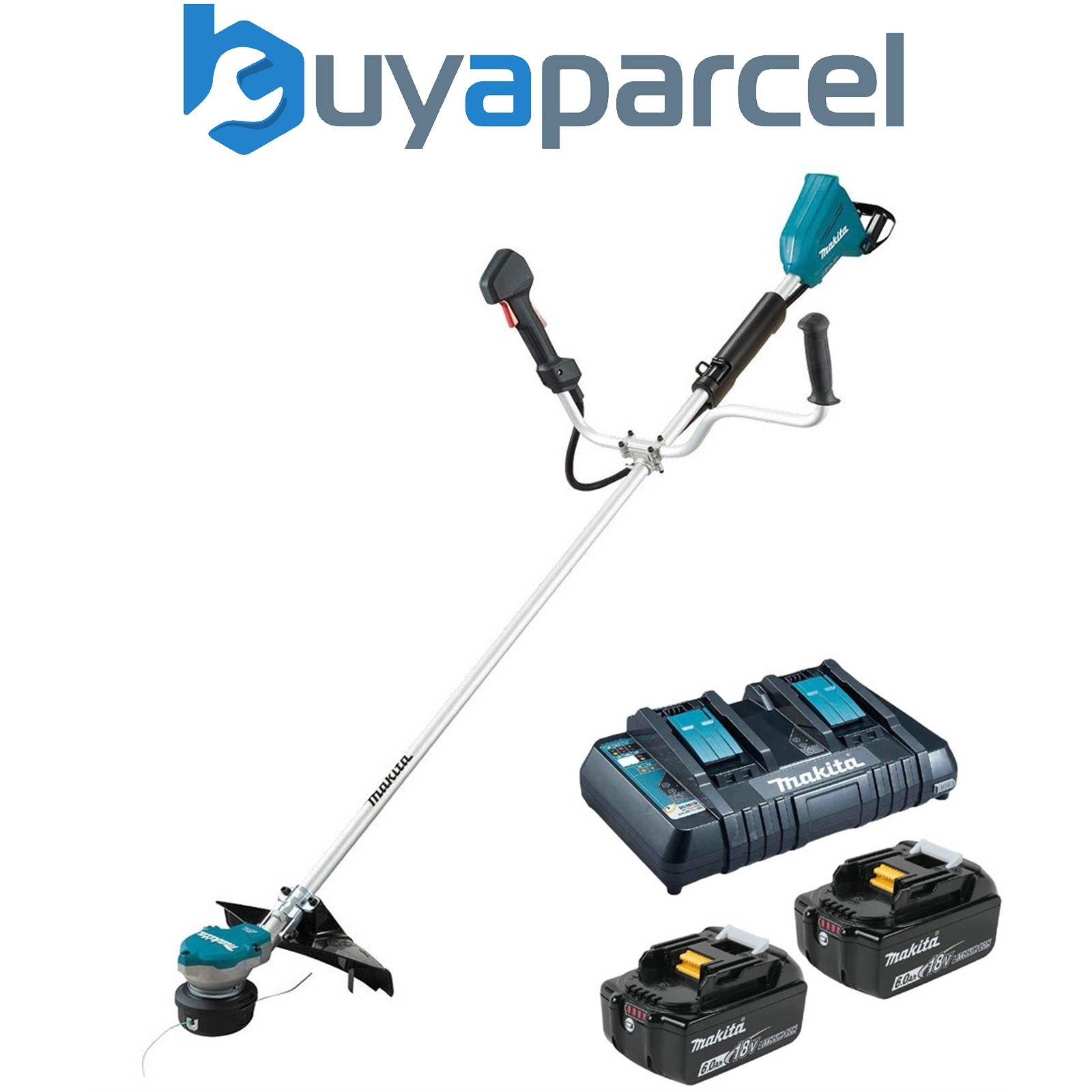 Makita DUR368A Twin LXT 18v 36v Li-Ion Brushless Brush Cutter 2x 6.0ah Batt