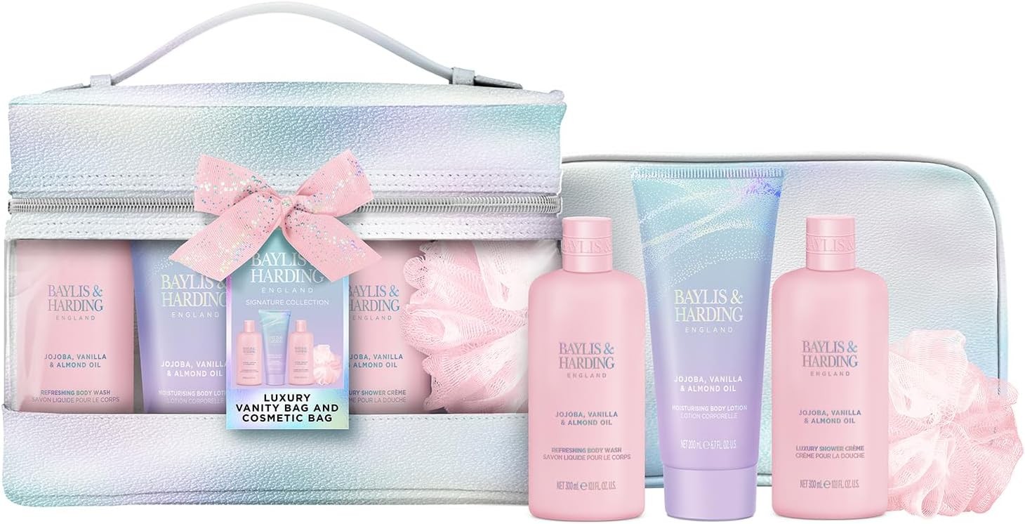 Baylis & Harding Jojoba, Vanilla & Almond Oil Luxury Vanity Bag Gift Set (Pack