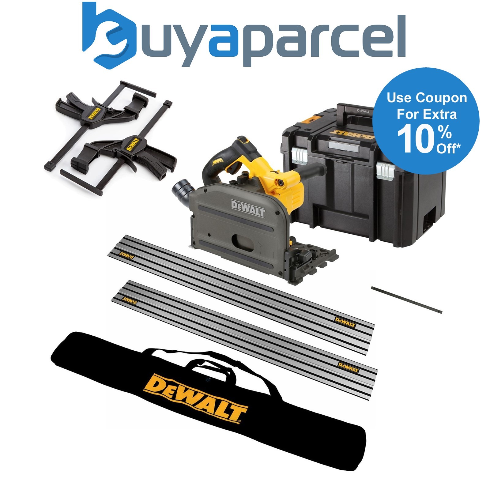 Dewalt DCS520NT 54v XR FLEXVOLT Cordless Plunge Saw Bare +2 Guide Rails + Clamps