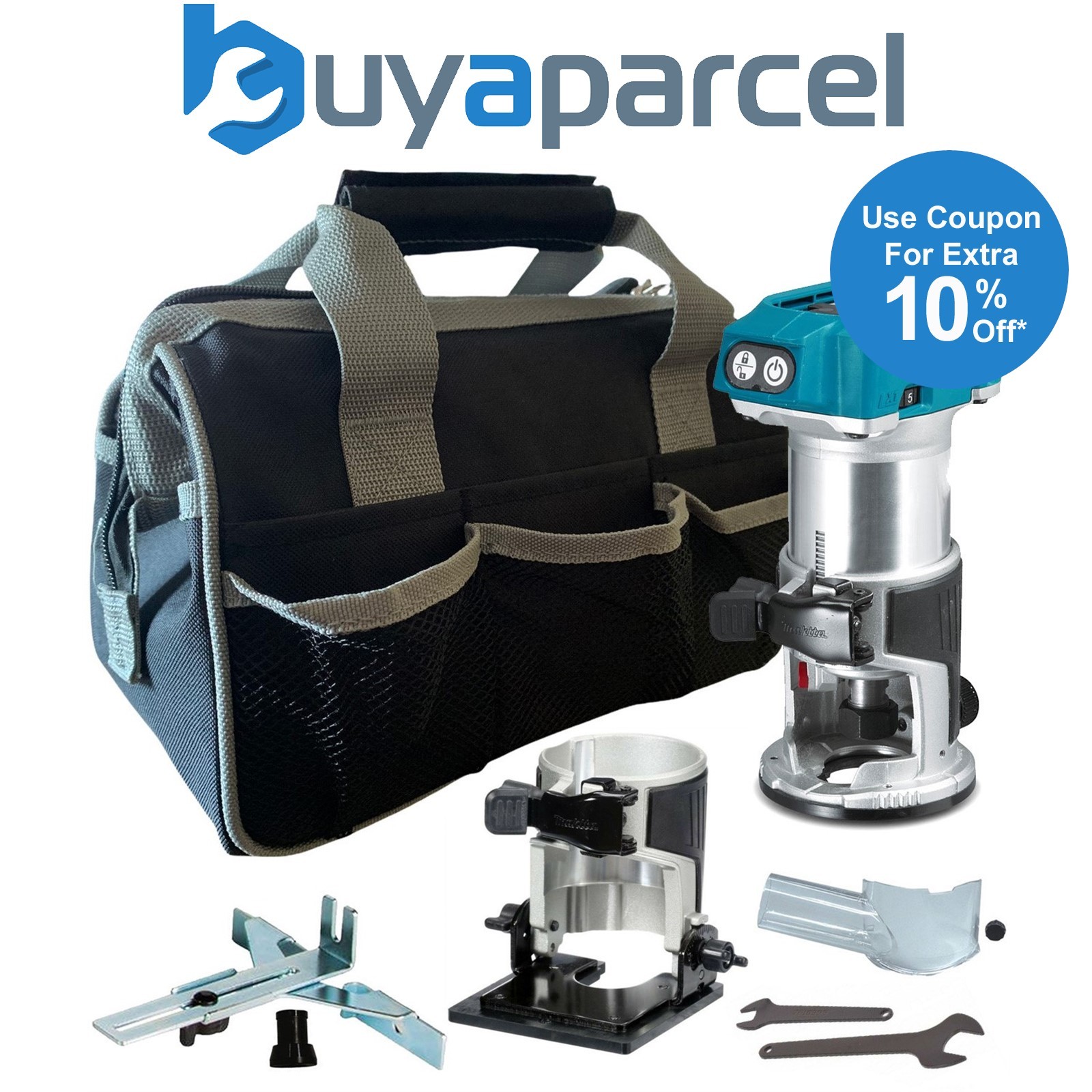 Makita DRT50Z 18V Cordless Brushless Laminate Router Trimmer + Bevel Base + Bag