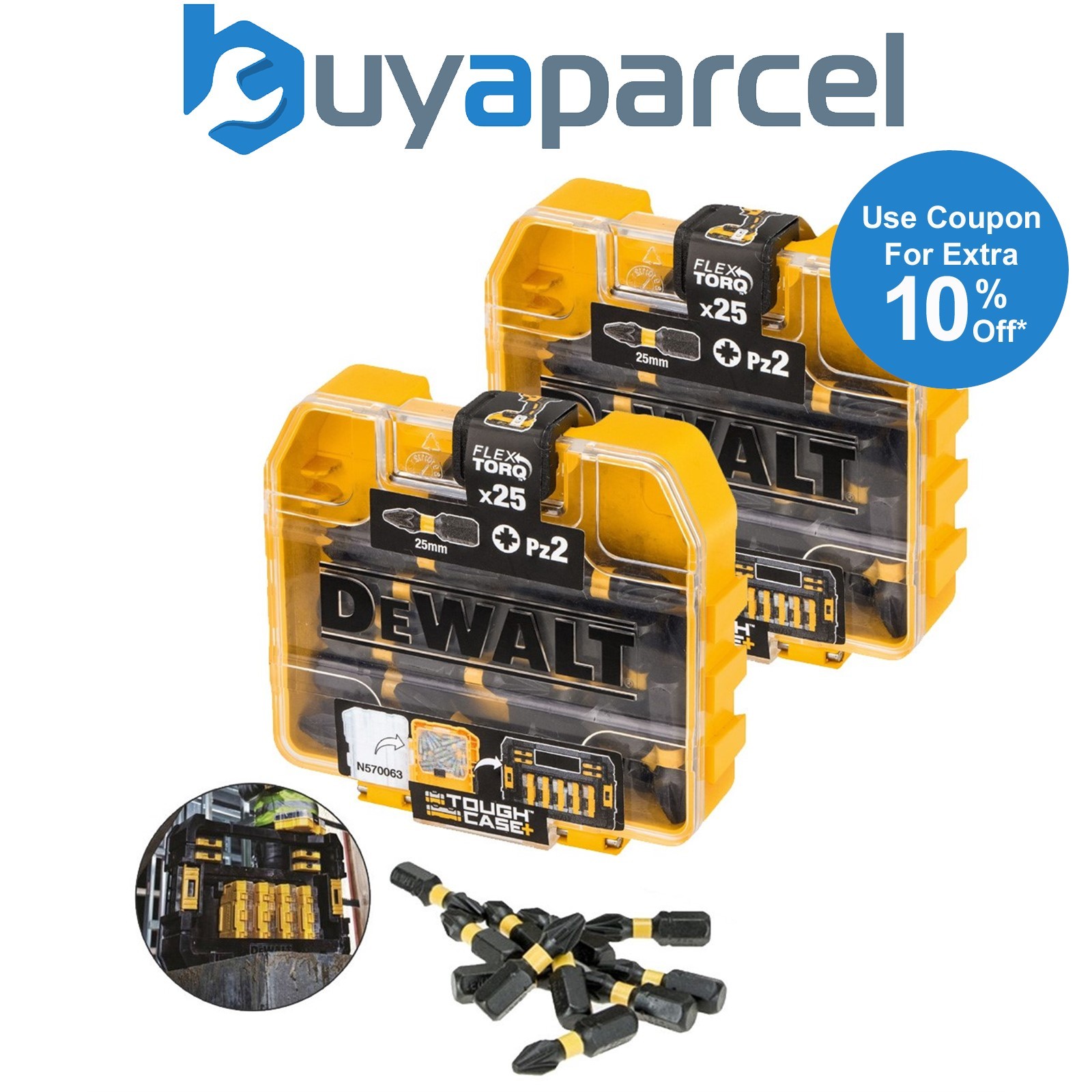 5X Dewalt 25 Piece Impact Extreme PH2 Phillips Screwdriver Bit Set FLEXTORQ Case