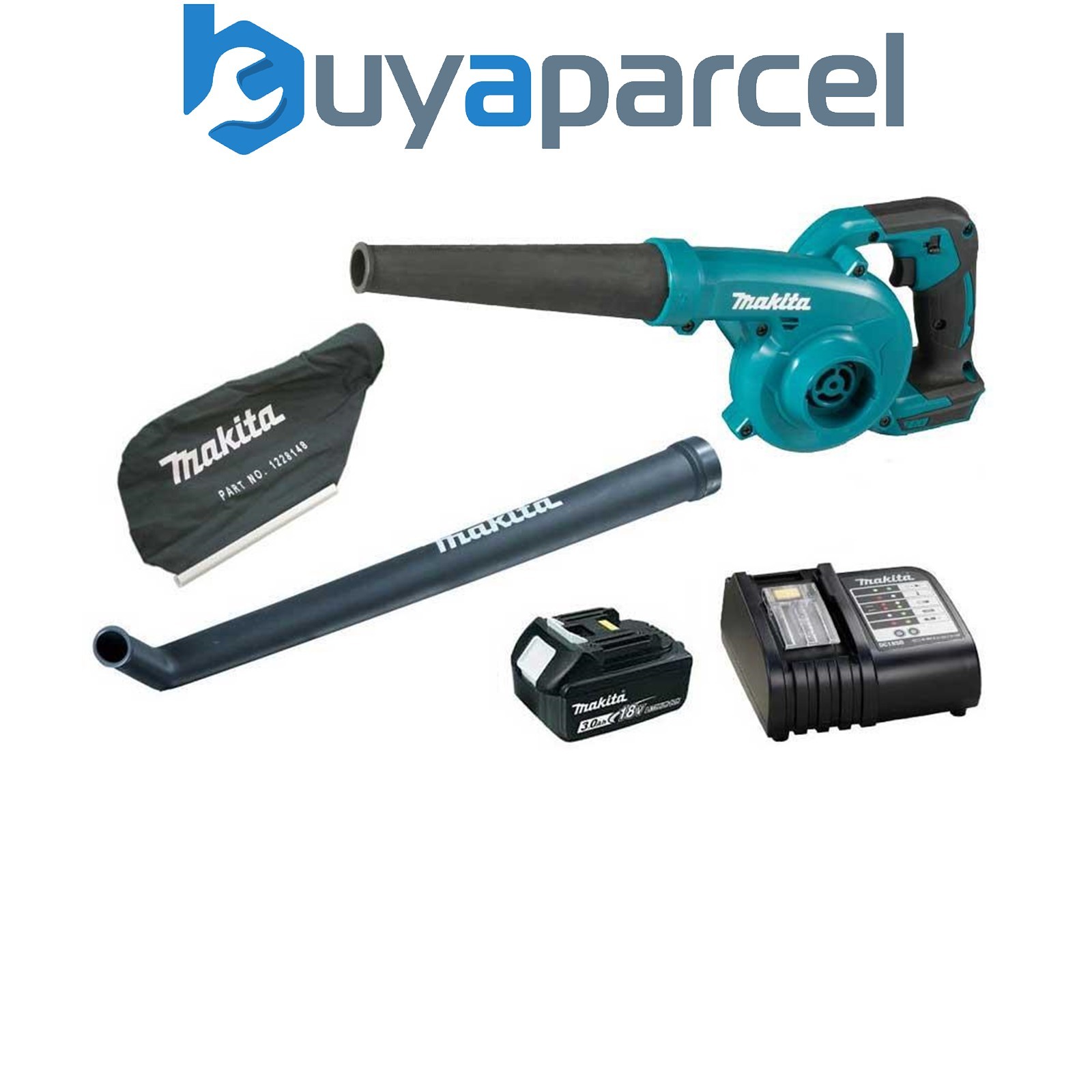 Makita DUB185 LXT 18v Lithium Ion Leaf Blower Vacuum + Battery + Bag + Nozzle
