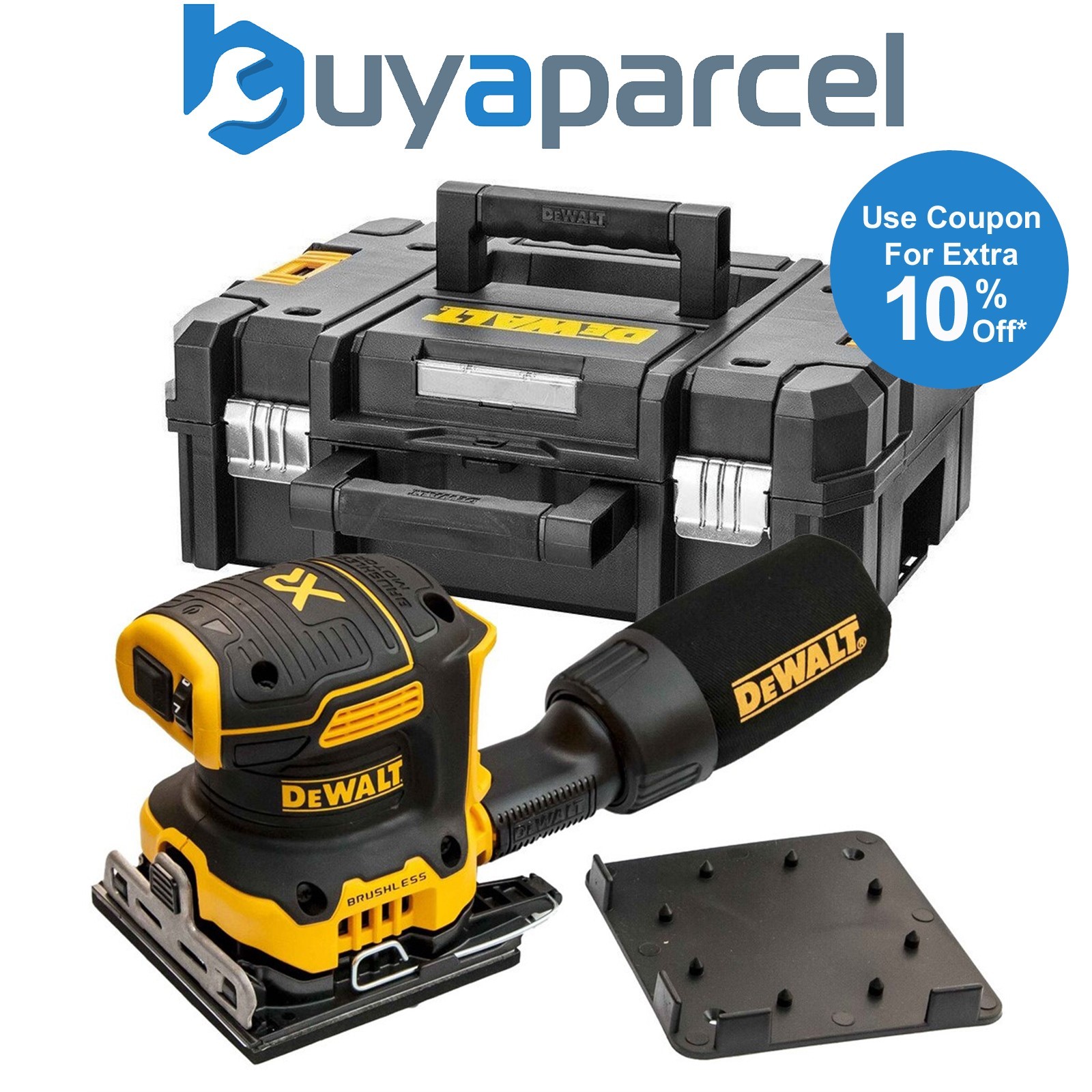Dewalt DCW200N Cordless Brushless 18v XR 1/4 Sheet Palm Sander Hook Loop + Tstak