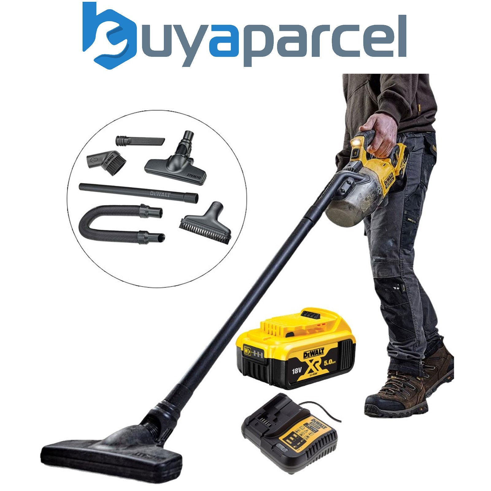 Dewalt DCV501LN 18v L-Class Cyclone Vacuum Cleaner + Accessories + 5ah Battery
