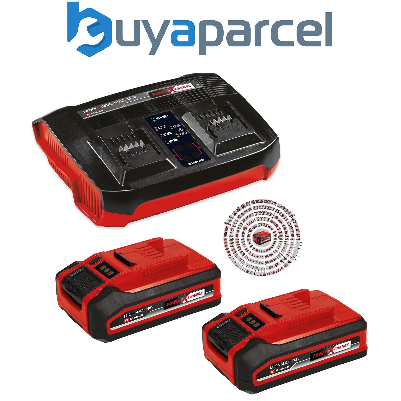 Einhell 18v 4.0ah PLUS Starter Kit 2 x 4.0Ah Batteries + Dual Port Twin Charger