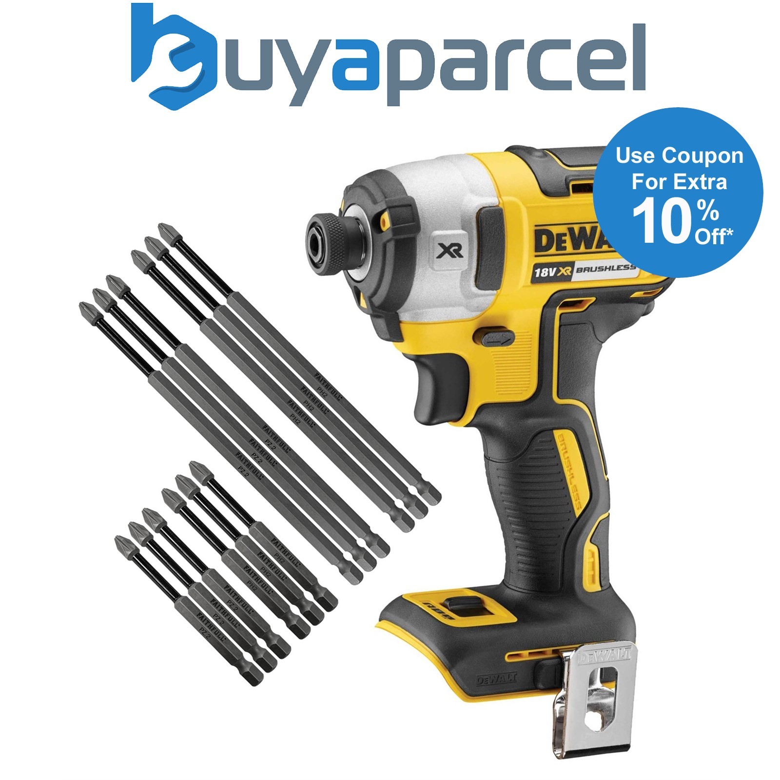 Dewalt DCF887N 18V Brushless XR G2 3 Speed Impact Driver + 12 Piece Long Bit Set