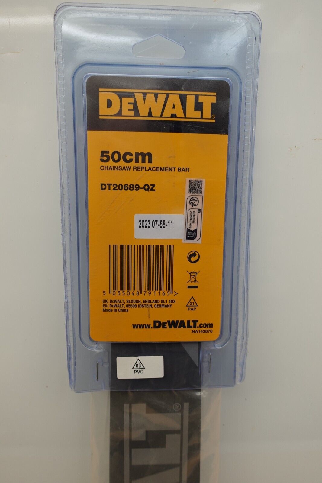 DEWALT DT20689 20" 50CM 54V FLEXVOLT DCMCS575 CHAINSAW BAR ONLY