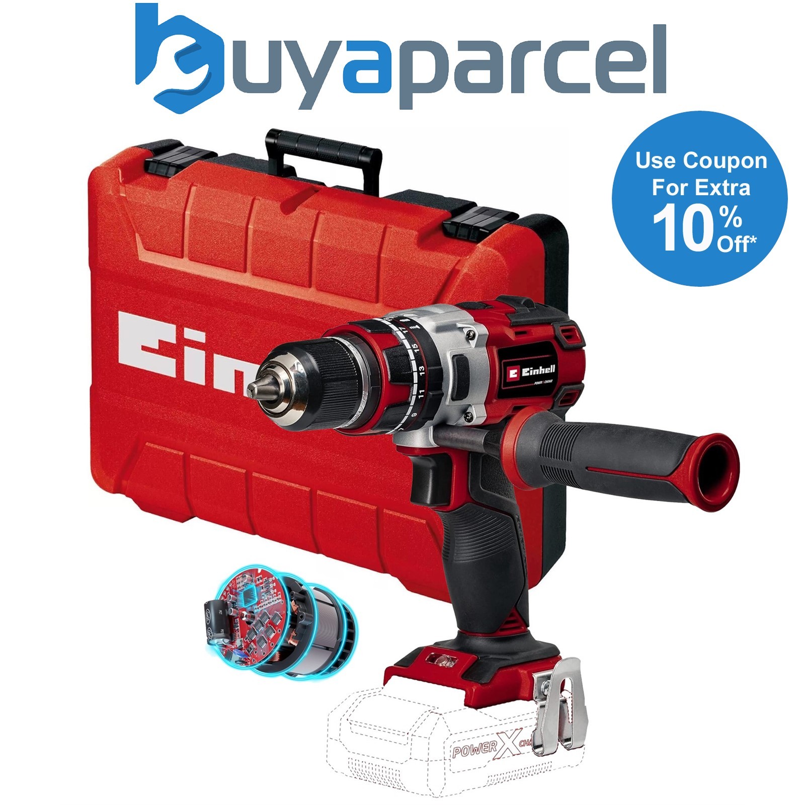 Einhell 18v Brushless Cordless Combi Drill PXC Metal Chuck TE-CD 18Li-I BL +Case