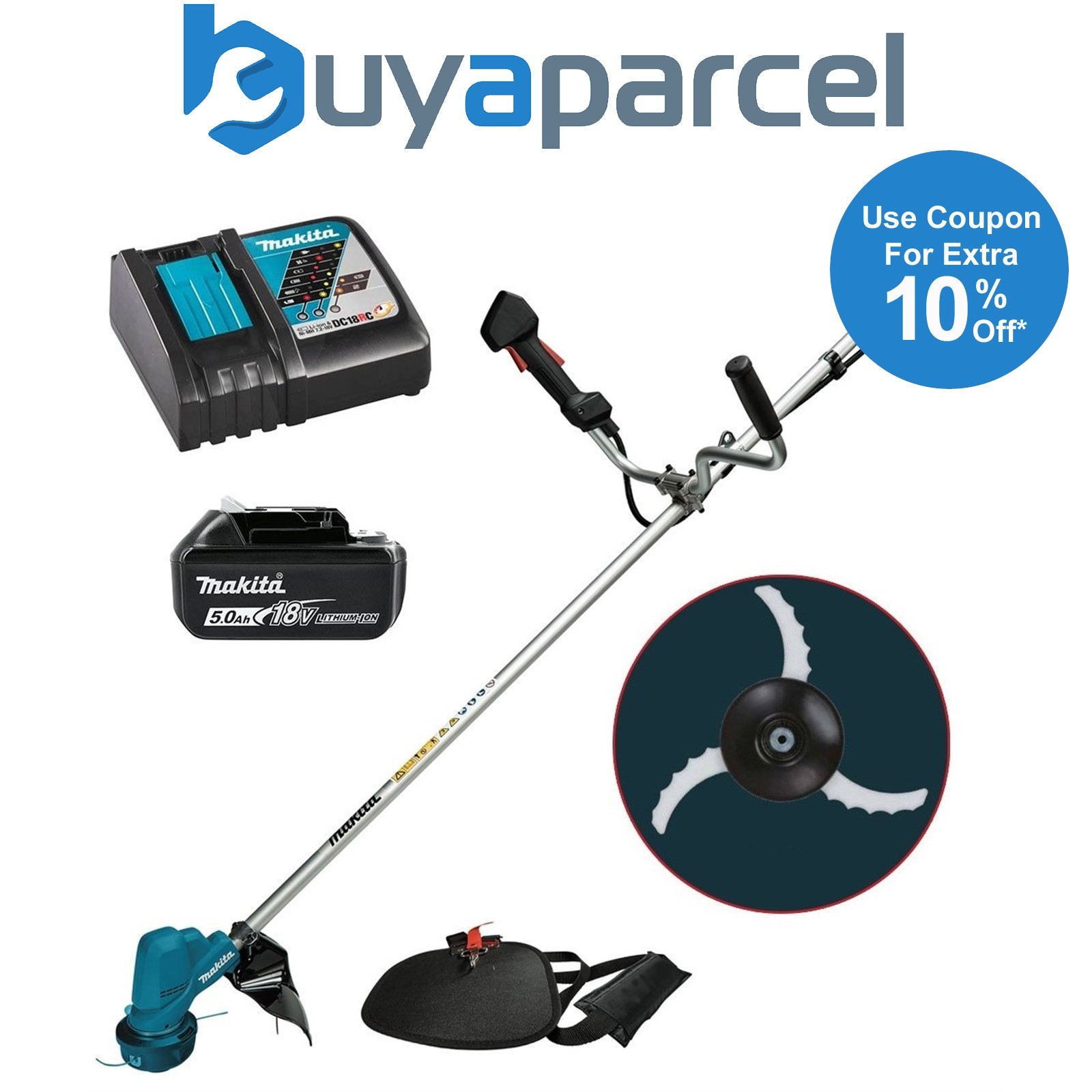 Makita DUR190URT8 Brushless 18v Cordless Grass Line Trimmer & Brushcutter Blade